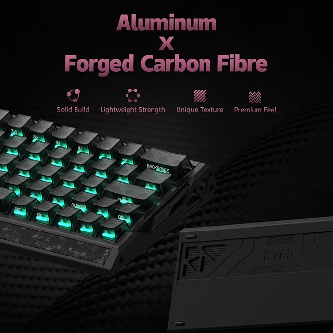 IQUNIX EV63 Hall Effect Magnetic Gaming Keyboard 60% | 0.01mm Rapid Trigger, Adjustable Actuation, 0.125ms Latency, Hot-Swap, SOCD, RGB, Aluminum with Forged Carbon (Dark Side)