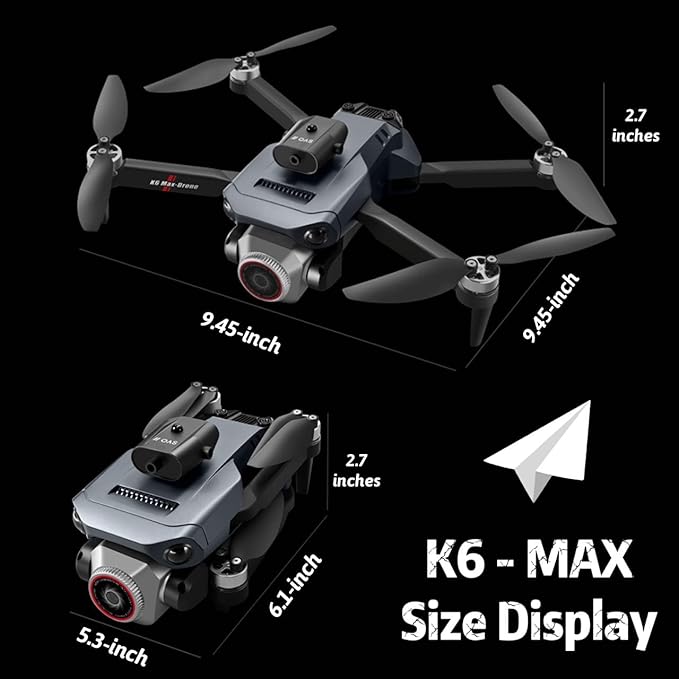 K6 Max Drone with Screen Controller with SD card, Brushless Motor, 3 batteries, Waypoint Fly, Optical Flow Localization, Active Obstacle Avoidance, One Key Take Off/Landing.