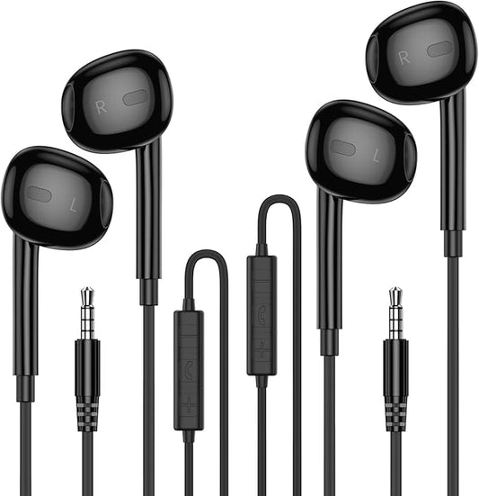 MOSWAG in Ear Headphones, Half in Ear Headphones with Mic Built in Volume Control Suitable for IPad, Android, MP3, Samsung Most 3.5mm Audio Devices