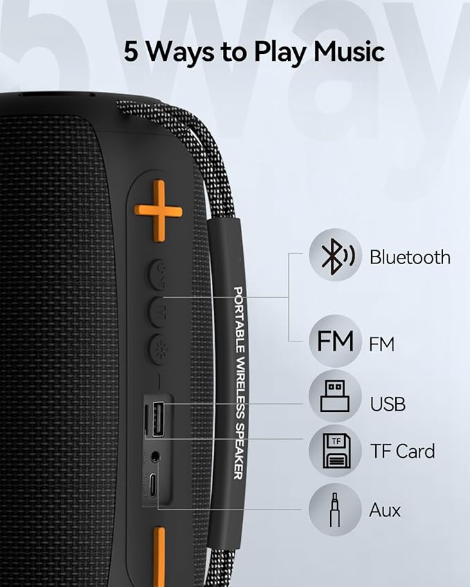 Portable Bluetooth Speaker with Light, Waterproof Karaoke Machine for Adults & Kids, Loud Sound and Deep Bass, Up to 8H Playtime, Support Bluetooth/AUX/USB for Home, Party, Outdoor and Travel