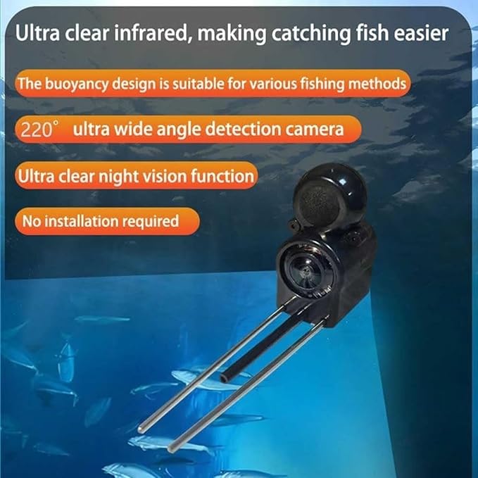 Colitt- Underwater Fishing Camera, Fishing Monitor Underwater Camera with Infrared Night Vision Light, Fishing Monitor Underwater Camera, Ip68 Waterproof, 220° Wide View and 4k Screen(30m/98ft,4.3in)