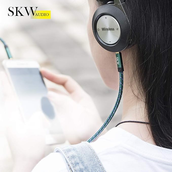 SKW Aux Cable for Car, 3.5mm to 3.5mm Aux Cord/Audio Jack Cable/Headphone Cable for iPhone, iPod, IPad, Echo Dot, Sony & More (Dark Green, 4.9ft/1.5M)