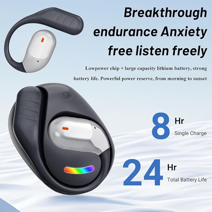 Sports Open Earbuds With Over ear Hooks and Neck Sling,Open Ear-hook headphones Wireless Bluetooth 5.4,HiFi Sound Clear Calling,waterproof,Around the ear headset fit for Workout running exercise Gym