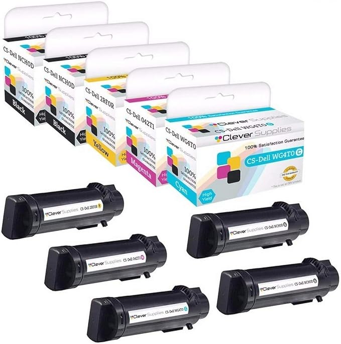 CS Replacement Toner Cartridge Compatible with Dell H625cdw NCH0D Black WG4T0 Cyan 042T1 Magenta 2RF0R Yellow H625cdw H825cdw S2825cdn 5 Color Set