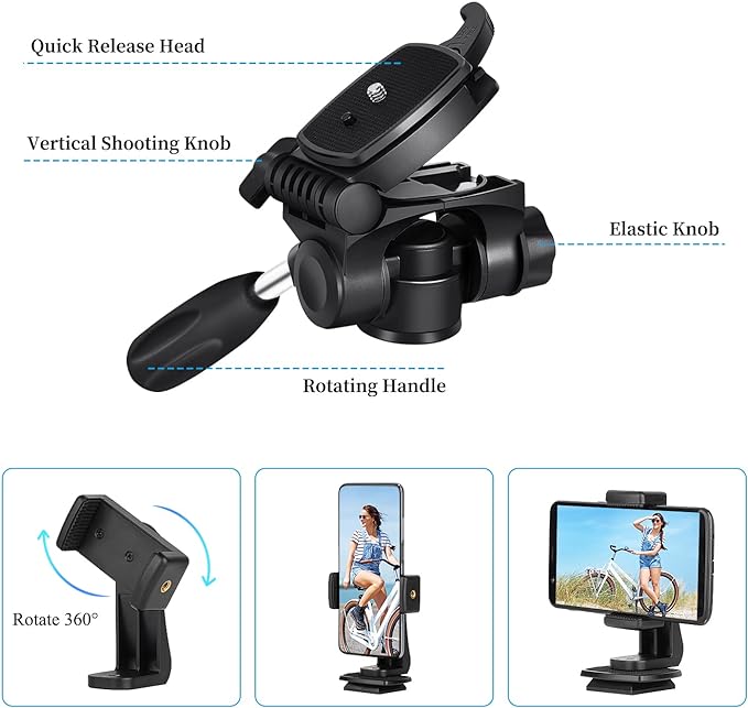 JOILCAN Tripod Camera Tripods, 74" Tripod for Camera Cell Phone Video Recording, Heavy Duty Tall Camera Tripod Stand, Professional Travel DSLR Tripods Compatible with Canon iPhone, Max Load 15 LB