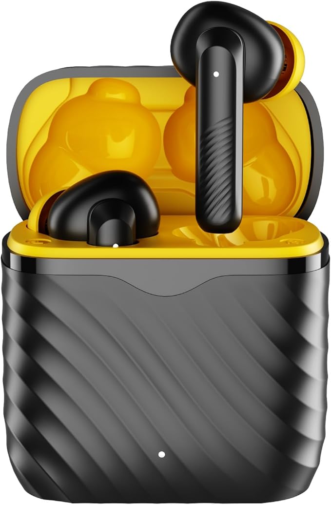 Wireless Earbuds, Ear Buds with Big Bass Stereo Sound, Lightweight Bluetooth Earbuds with 60 Hours Playtime (Yellow)