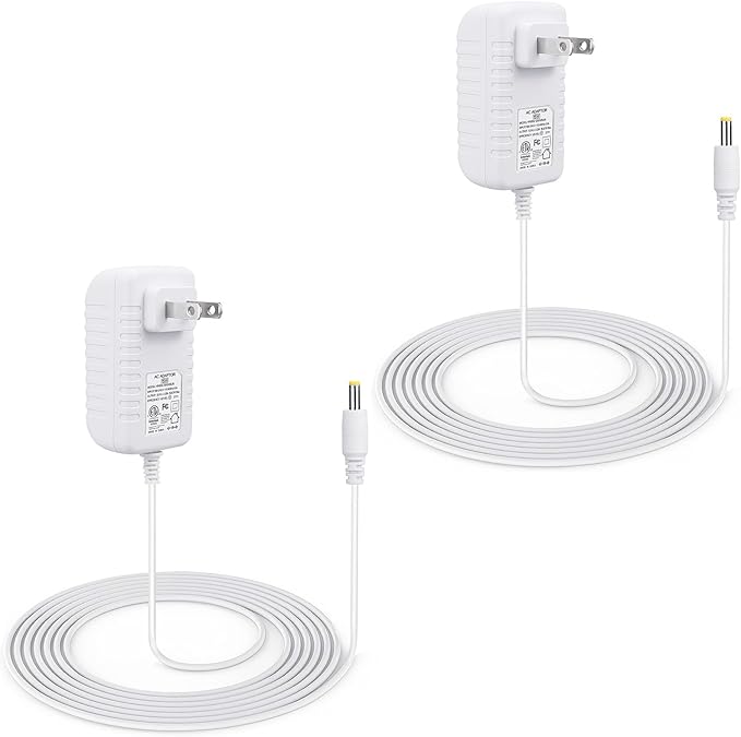 2-Pack 15W Power Cord Adapter for Alexa Dot 5th Gen, 4th, 3rd, Echo Pop, Dot Kids Edition, Spot Smart Speakers - White Wall Charger Plug Long Cable, 5ft
