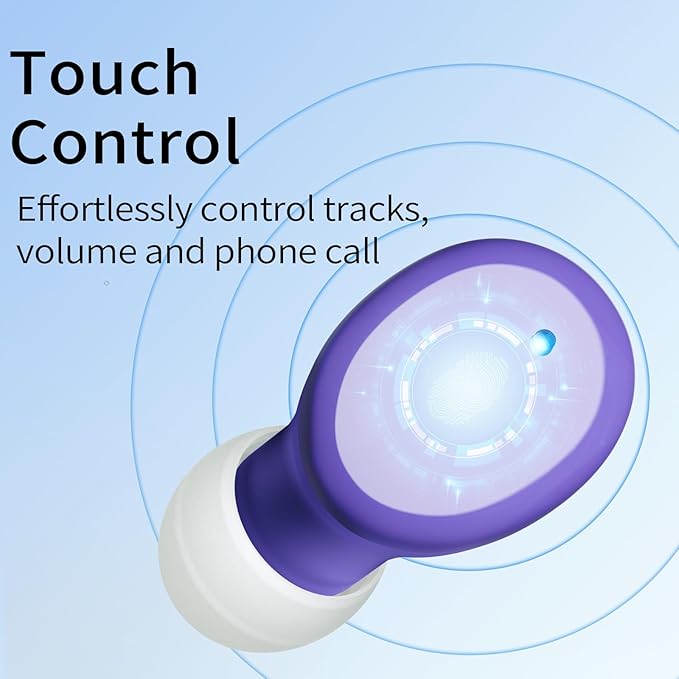 Wireless Earbuds in-Ear Headphones Bluetooth 5.3 with Built-in Mics Deep Bass Clear Call Ultralight Headsets Up to 60H Play Time for Studying Workout Gaming Purple