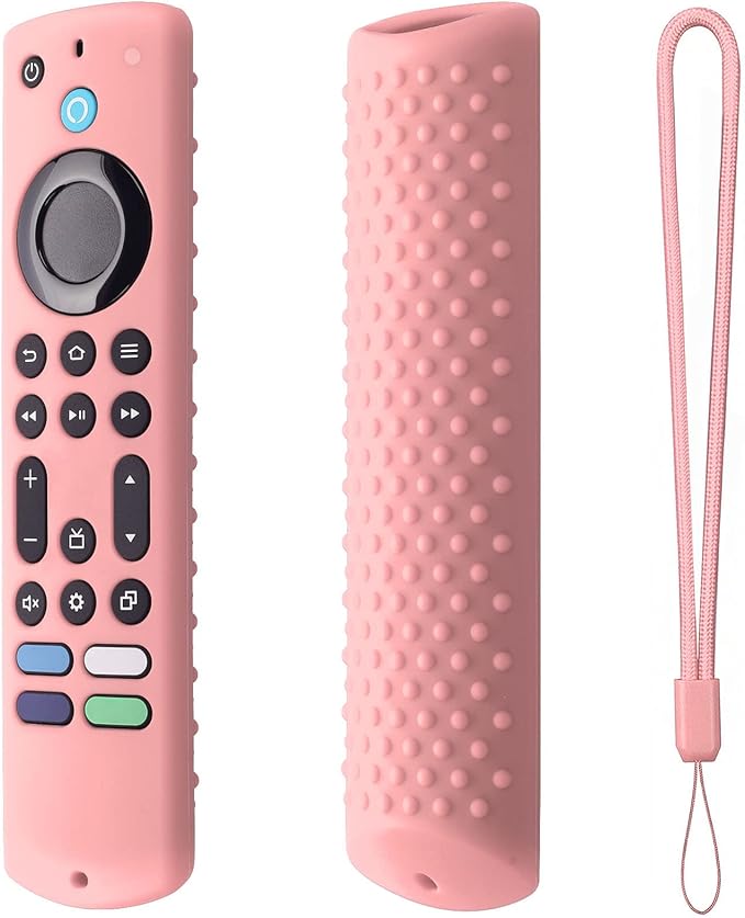6.2 Inch Silicone Remote case for 2023 Fire TV Stick 4K Max 2nd/Fir TV Omni Series/FireTV 4-Series Remote,Toshiba/Insignia FirTV Remote Cover with Lanyard(Pink)