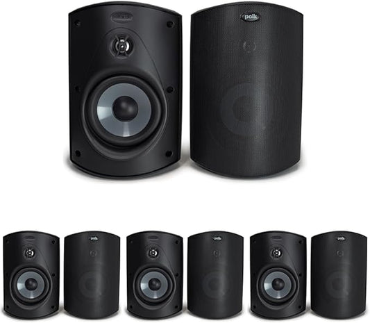 Polk Audio Atrium 5 Outdoor Speakers with Powerful Bass (Pair, Black), All-Weather Durability, Broad Sound Coverage, Speed-Lock Mounting System (Pack of 4)
