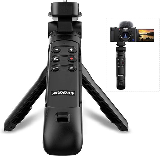 Wireless Vlogging Tripod Grip with Remote Shutter & Zoom Control for Sony ZV-1, A7 III, A6600, ZV-E10, A6400, A6100, A7R IV, ZV-1F, A7R III, A9 II – GP-VPT2BT Replacement for Travel & Self Recording
