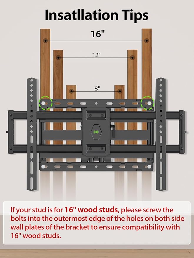 USX Mount Full Motion TV Wall Mount for Most 42-86 inch Flat Screen/LED/4K, TV Mount Bracket Dual Swivel Articulating Tilt 6 Arms, Max 16" Wood Studs, VESA 600x400mm, Holds up to 132lbs