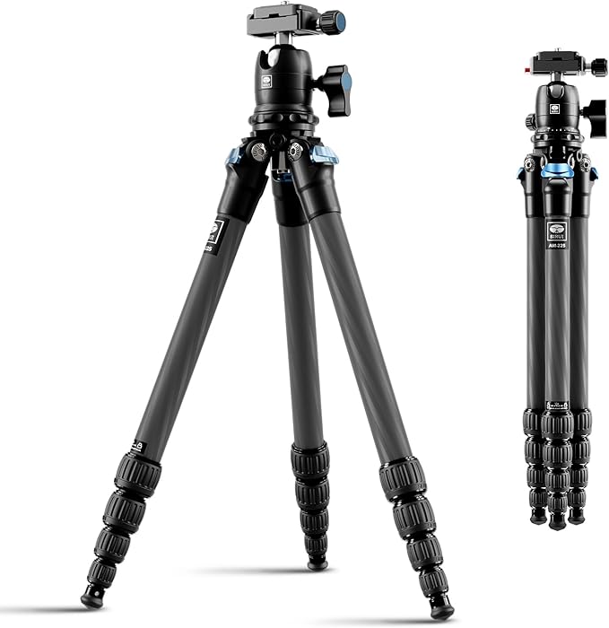SIRUI Carbon Fiber Travel Tripod - Lightweight Only 0.93kg，Compact Tripod with 360° Panorama Ball Head Quick Release Plate, Max Height 50.2", Max Load 6kg for Camera, DSLR