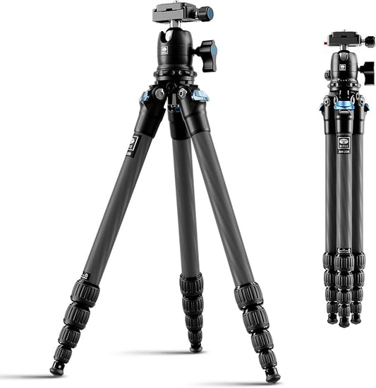 SIRUI Carbon Fiber Travel Tripod - Lightweight Only 0.93kg，Compact Tripod with 360° Panorama Ball Head Quick Release Plate, Max Height 50.2", Max Load 6kg for Camera, DSLR