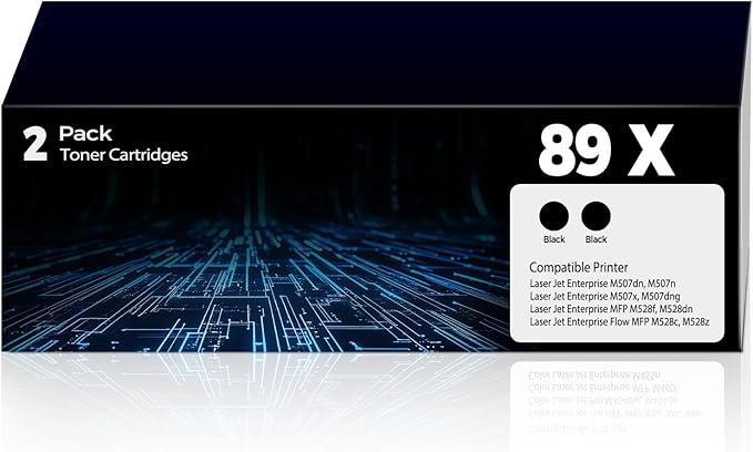 89X Black Toner Cartridges High Yield Replacement for HP 89X 89A CF289X CF289A Toner 2 Pack for Laser Jet Enterprise M507dn, M507n, M507x, M507dng, MFP M528f, M528dn, M528c, M528z, M507 M528 Series