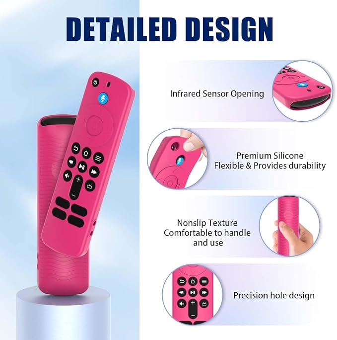 [3-Pack] Silicone Remote Cover for Fire TV Stick HD 2024 / FireTV Stick 4K 2023, Anti-Slip Shockproof Protective Case for Firetv Stick 4K & Firetv Stick HD with Lanyard (Black+Sky Blue+Rose Red)