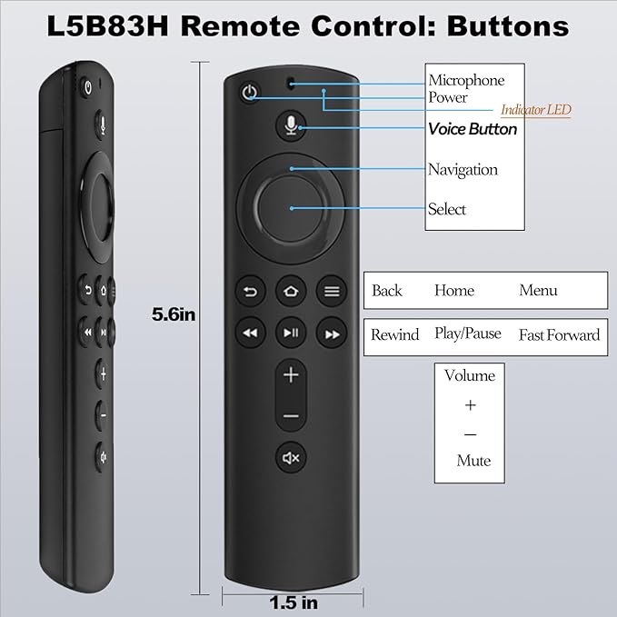 (Pack of 2) New Voice Replacement TV Remote Compatible with Stick 2rd Gen L5B83H, Compatible with Amazon Smart TVs Stick (2nd Gen,3rd Gen,Lite,4K)