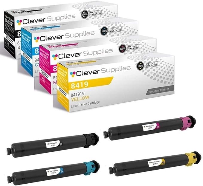 CS Replacement Toner Cartridge Compatible with Ricoh C2003 841918 Black 841921 Cyan 841920 Magenta 841919 Yellow Color Laser Aficio MP C2003 Aficio MP C2003 Plus Aficio MP C2004 4 Color Set