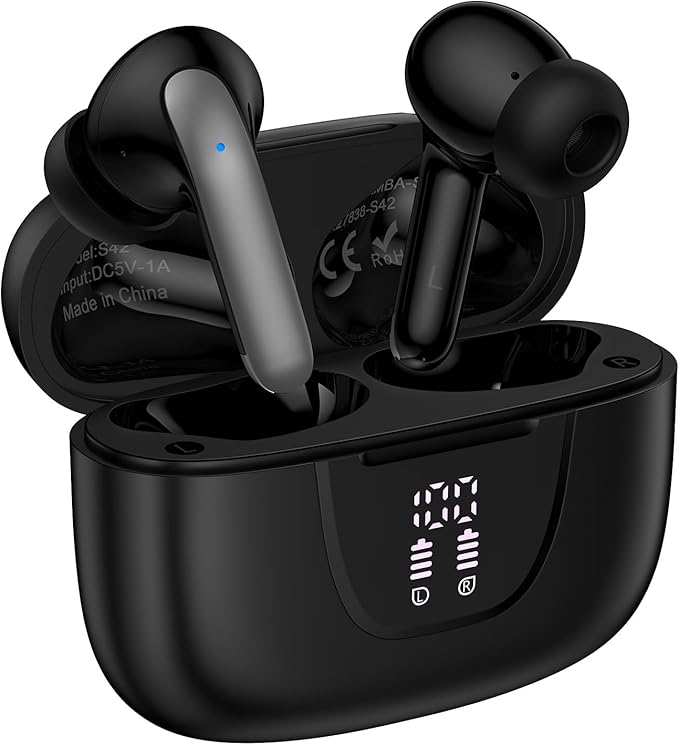 Wireless Earbuds Bluetooth 5.3 in Ear Headphone for Samsung Galaxy S25 Ultra S24 S23 S22 S20 A16 A15 60H Playback LED Power Display IPX7 Waterproof Sports in Ear Earphone with Mic for iPhone 17/16/15