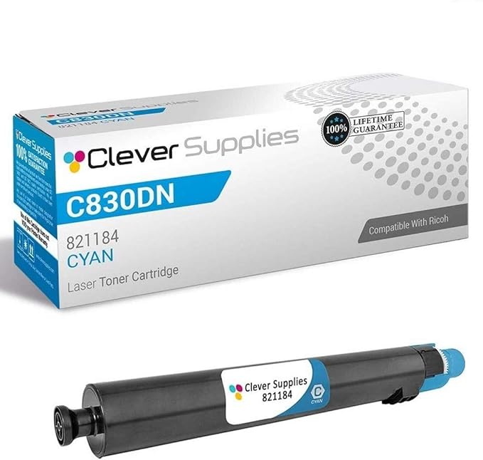 CS Replacement Toner Cartridge Compatible with Ricoh Aficio SP C830DN 821184 Cyan Color Cyan
