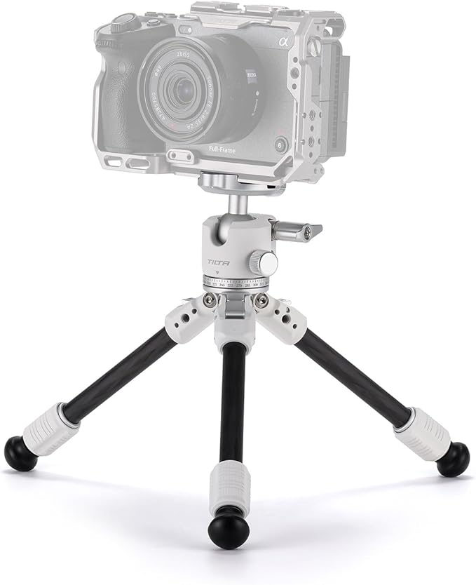 Tilta BT03 Tabletop Tripod | Ball Head with 1-Stage Carbon Fiber Tripod Legs (3KG) (Snow White, Standard Edition)