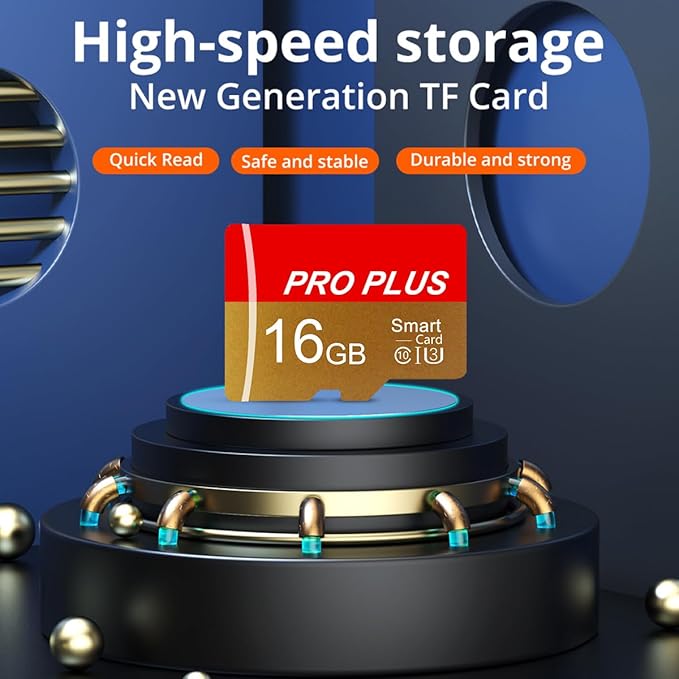 2 Pack TF Card 16GB with Adapter, High Speed Memory Card, UHS-I C10 A1 Memory TF Card for Tablet/Mobile Phone/Camera/Car Audio/Game Console (TF162 Red Gold 16GB)