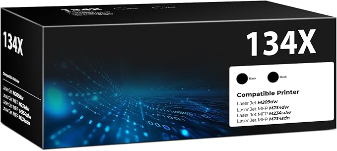 134X Black Toner Cartridge Laser Jet M209dw MFP 234dw 2 Pack with Chip Compatible for HP 134A 134X Toner Cartridges for HP134X HP134A W1340X for Laser Jet M209dw MFP M234sdw M234sdw M234sdn Toner Ink