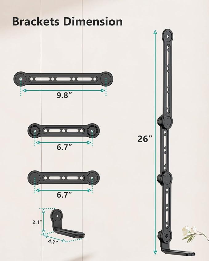 WALI Universal Soundbar Mount for TV, Heavy-Duty Bracket for Mounting Above or Below Screen, Holds Up to 33 lbs, Fits Samsung, Sony， Bose，LG，Vizio，Roku,Vizio,Bose & More (SBR206)