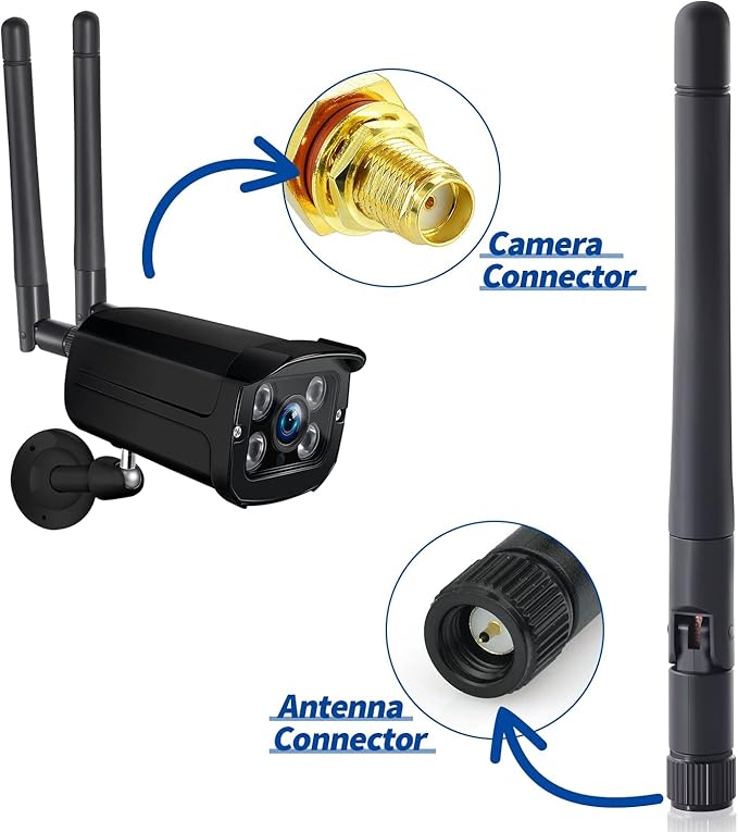 Bingfu Dual Band WiFi Antenna 3dBi SMA Male Antenna(2-Pack) for Wireless Vedio Security IP Camera Recorder Surveillance Recorder Truck Trailer Rear View Backup Camera Reversing Monitor