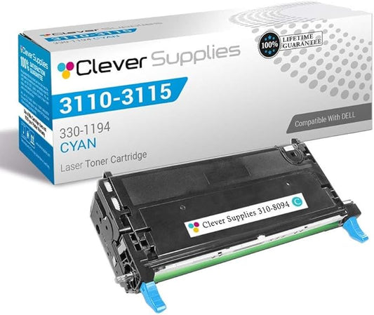 CS Replacement Toner Cartridge Compatible with Dell 3110 310-8094 Cyan Color Laser 3110cn Color Laser 3115cn