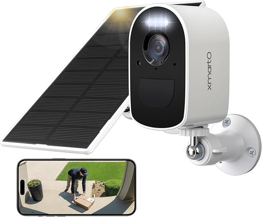 xmartO 4MP QHD WiFi6 Dual-Band Wireless Solar-Powered Indoor & Outdoor Home Security Camera