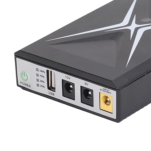 10400mAh Mini UPS Battery Backup, Uninterruptible Power Supply with 2 Inputs, Supports 9V 12V DC Inputs, Multiple Intelligent Protections for Security Camera, Router, and