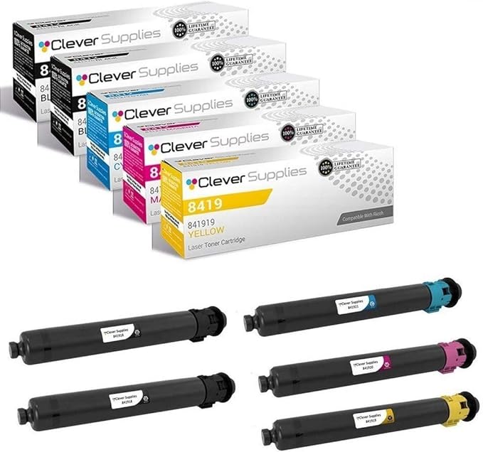 CS Replacement Toner Cartridge Compatible with Ricoh C2003 841918 Black 841921 Cyan 841920 Magenta 841919 Yellow Color Laser Aficio MP C2003 Aficio MP C2003 Plus Aficio MP C2004 5 Color Set