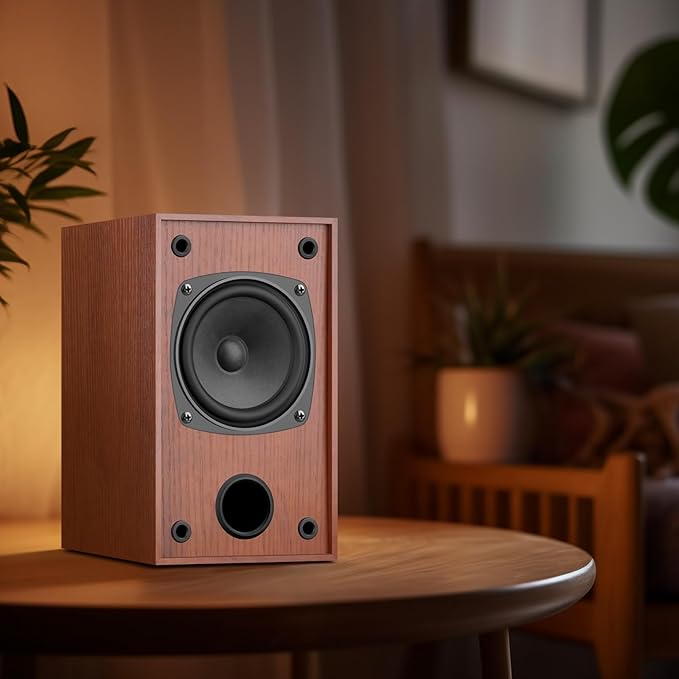 30W*2 Passive Bookshelf Speakers for Record Players and Home Theater Systems, Midrange and High-Frequency Stereo Speakers, Indoor Rear Surround Speakers, Requires a Amplifier,Wood Grain Color
