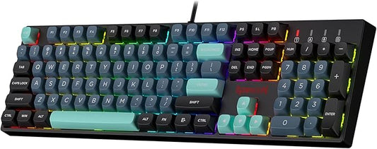 Redragon K582 SE Wired RGB Gaming Keyboard, 104 Keys Mechanical Keyboard w/Mixed Color Round PBT Keycaps, Dynamic 16.8M RGB Backlit & Linear Red Switch, Redefine Software Supported