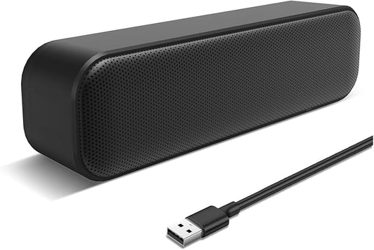 USB Computer Speaker for Desktop, USB Powered, Plug and Play, Soundbar Portable Mini PC Speaker for Desktop Computer and Windows PCs(Black)