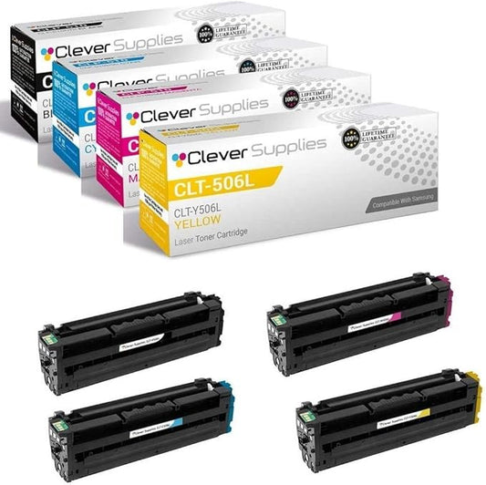 CS Replacement Toner Cartridge Compatible with Samsung CLP 680 CLT-K506L Black CLT-C506L Cyan CLT-Y506L Yellow CLT-M506L Magenta CLP-680 680ND CLX-6260 6260FW 6260FD 6260FR 6260ND 4 Color Set