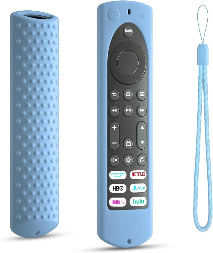 6.2 Inch Silicone Cover for Amazon Universal Toshiba FireTVs Remote Case Compatible with 6 Shortcut Buttons Remote/Fire TV Stick 4K Max 2nd Anti-Slip Case Sleeve (Glowblue)