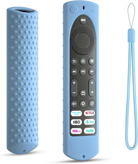 6.2 Inch Silicone Cover for Amazon Universal Toshiba FireTVs Remote Case Compatible with 6 Shortcut Buttons Remote/Fire TV Stick 4K Max 2nd Anti-Slip Case Sleeve (Glowblue)