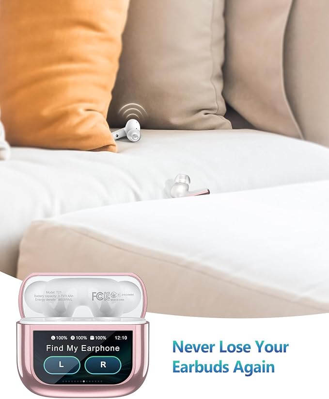 Wireless Earbuds Bluetooth 5.3 Headphones, Touch Control with ANC/ENC Noise Cancelling, 40H Playtime, IPX7 Waterproof, 14.2mm Deep Bass, 5 EQ Modes Compatible for iOS & Android (Pink)