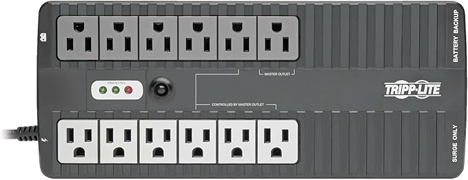 Tripp Lite 750VA UPS Battery Backup Surge Protector Efficient ENERGY-STAR Certified, AVR, 12-Outlet Uninterruptible Power Supply, Dataline Protection, 3-Year Warranty & 100,000 Insurance (ECO750UPS)