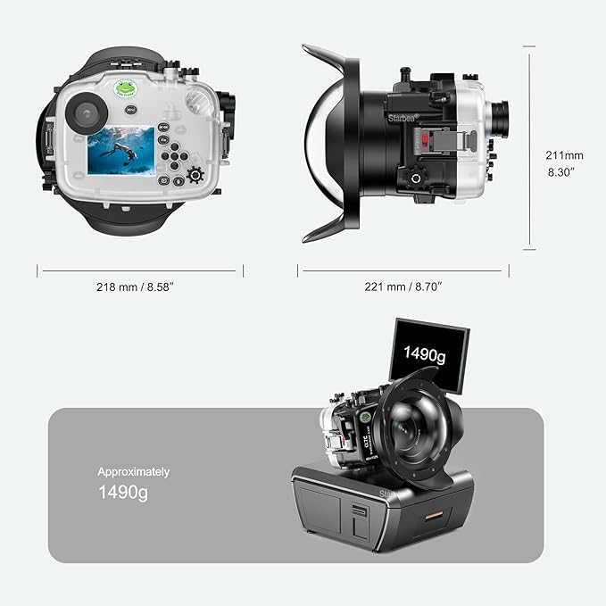 Sea frogs Waterproof Camera Housing compatible with Sony A7C 28-60MM 10-18MM with Wide Angle Fisheye Lens IPX8 40m/130ft Maximum Diving Depth Underwater Camera Case for Diving, Surfing, Rowing, Skiing