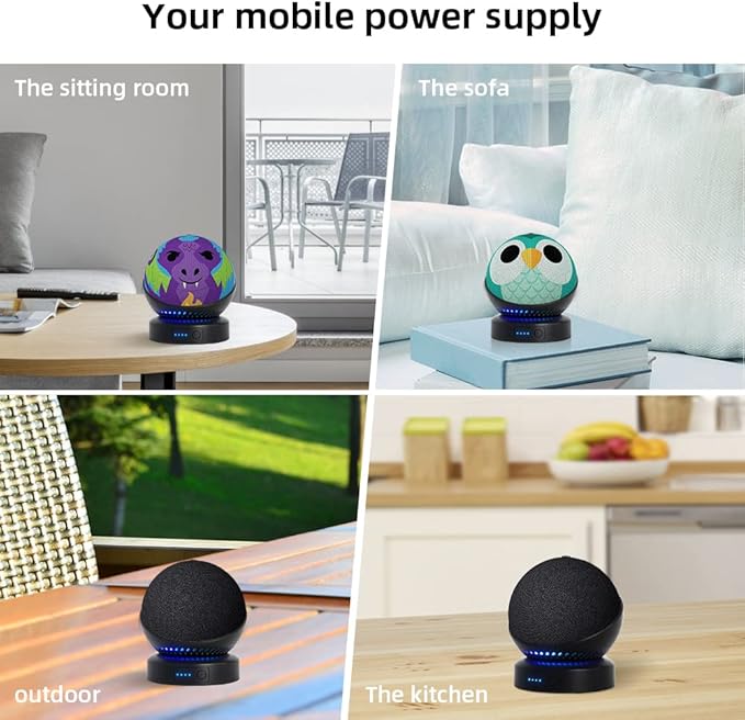 Battery Base for Echo dot 5th Generation Portable Echo Dot 4th Generation and Homepod Mini Battery Stand Accessories, not Including DOT speaaker (Black)