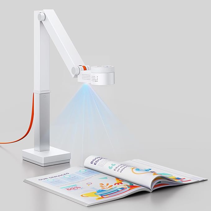 CZUR Fancy S Pro USB Document Camera for Teacher, 12MP 4K Webcam with Microphone and LED Light, Up to 60fps, Auto Focus, for Remote Teaching, Web Conference, for Mac and Windows, White