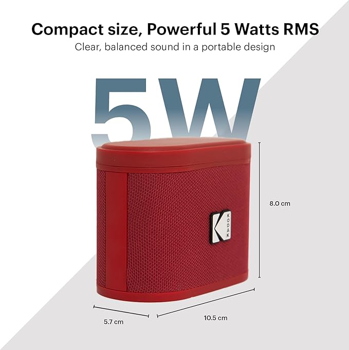 KODAK SOUNDBRIX™ Portable Bluetooth Speaker 360° HD Wireless Sound with Rich Bass Durable Mini Speaker IPX4 Water Resistant Magnetic Stackable Luxury Red for Outdoor Fun Travel & Poolside Music