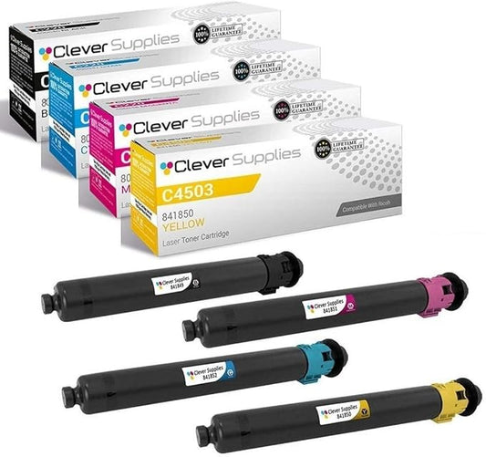 CS Replacement Toner Cartridge Compatible with Ricoh C4503 841849 Black 841852 Cyan 841851 Magenta 841850 Yellow Color Laser Aficio MP C4503 Aficio MP C4504 Aficio MP C5503 Aficio MP C6004 4 Color Set