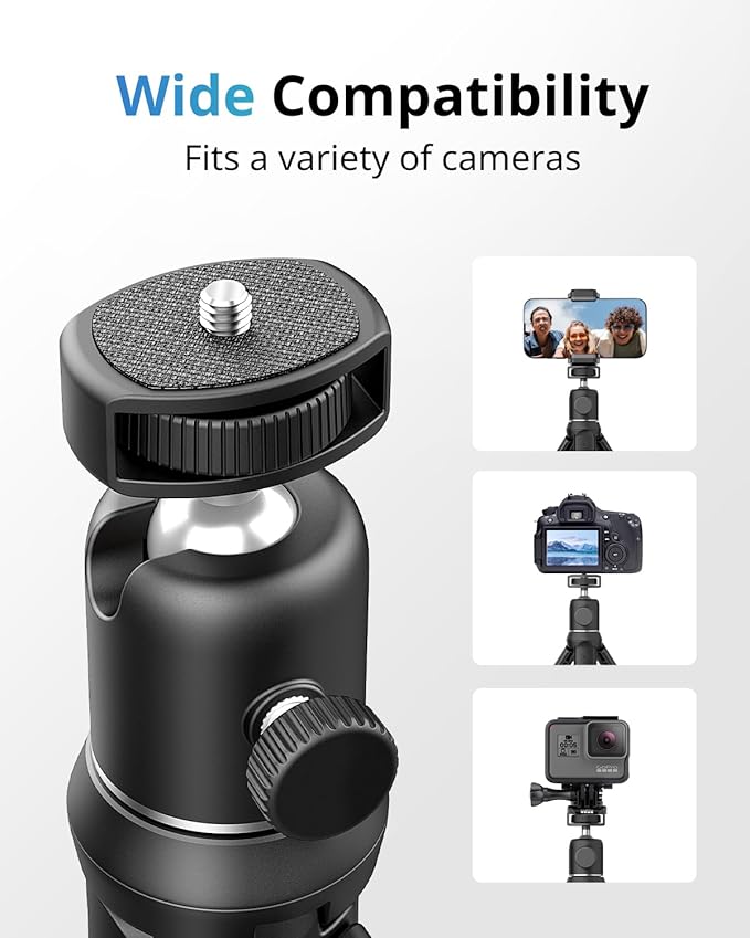 UBeesize Camera Tripod with Remote, Flexible Tripod Stand with Phone Holder and Action Camera Mount Adapter for iPhone Samsung Cellphones, Canon Nikon Sony Cameras