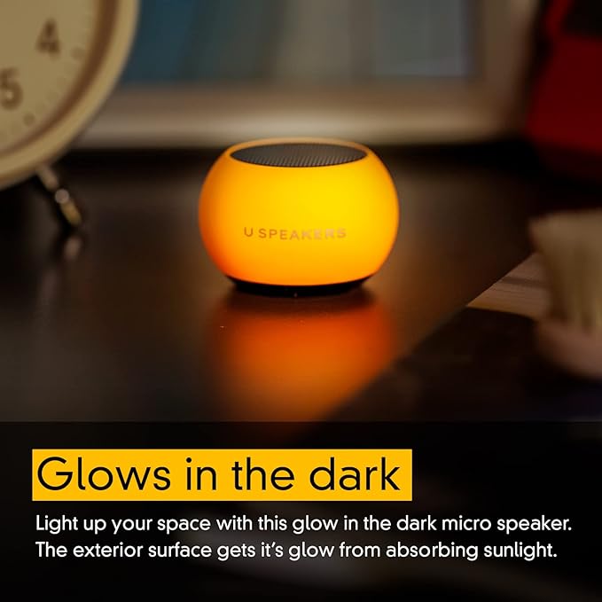 Fashionit U Mini - Small Bluetooth Speaker Wireless - Mic & Remote Shutter, Portable Bluetooth Speakers, Rich Sound for Home & Outdoor, Stocking Stuffers, White Elephant Gifts for Adults - Glow Orange