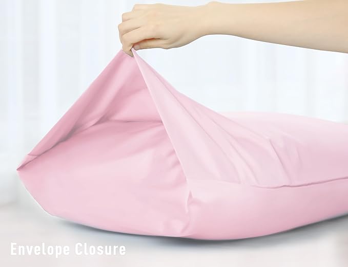 Sunflower Body Pillowcase 100% Cotton Long Pillow Cover/Case Envelope Closure 1 Pack, 21×54 inches Dark Pink, Soft and Breathable