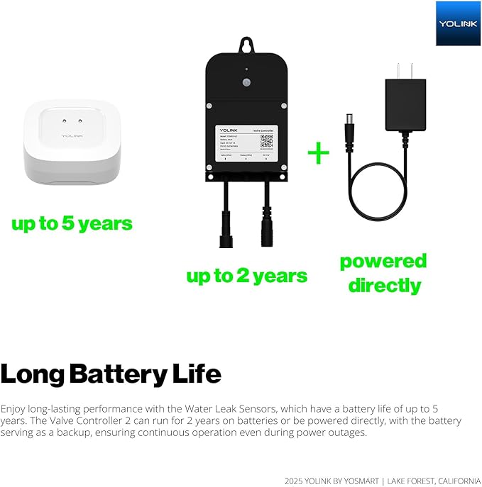 YoLink DIY Automatic Water Leak Detection & Shut-Off Starter Kit, EVO Valve Operator, Wireless Valve Controller, (3) Leak Sensors, Hub